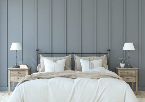 Bedroom interior in farmhouse style. 3d render.